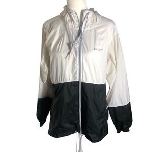 Columbia white/black full zip lightweight windbreaker jacket Sz Small